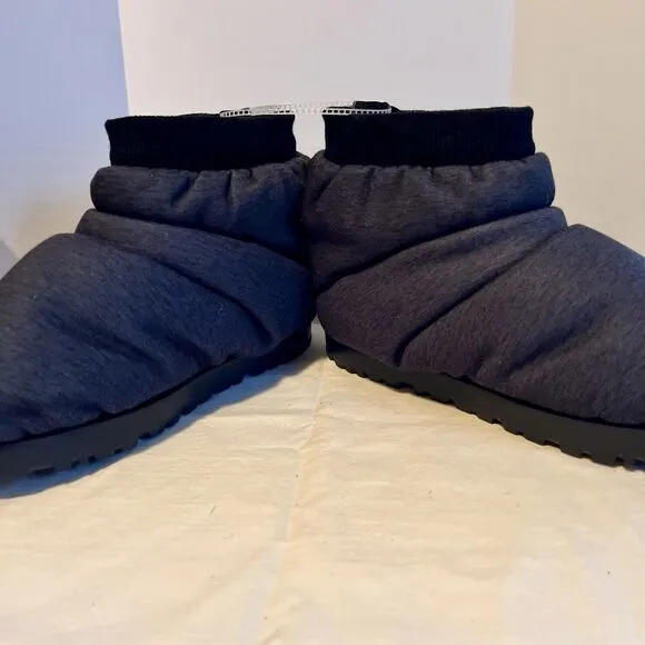 UGG Spaceslider Boots Women's 8 Chracoal Black Jersey Bootie Slippers Lined Cozy