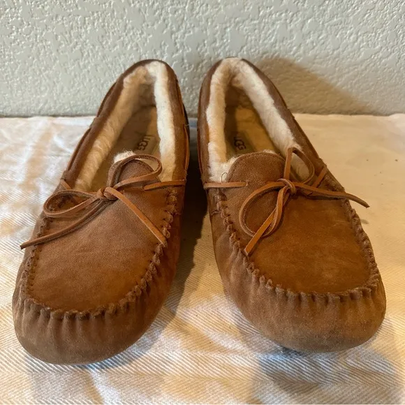 UGG Tan Olsen Leather Slippers