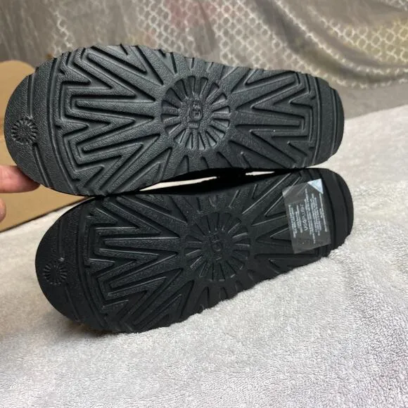UGG Tasman Slippers Women 6 Cozy Black Slip On Embroidered Boho