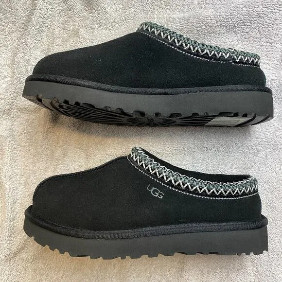 UGG Tasman Slippers Women 6 Cozy Black Slip On Embroidered Boho