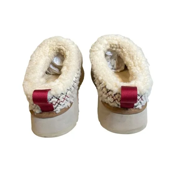 UGG Tazz Braid Heritage Braid Natural Shearling Slippers Women's 10 Worn Once!
