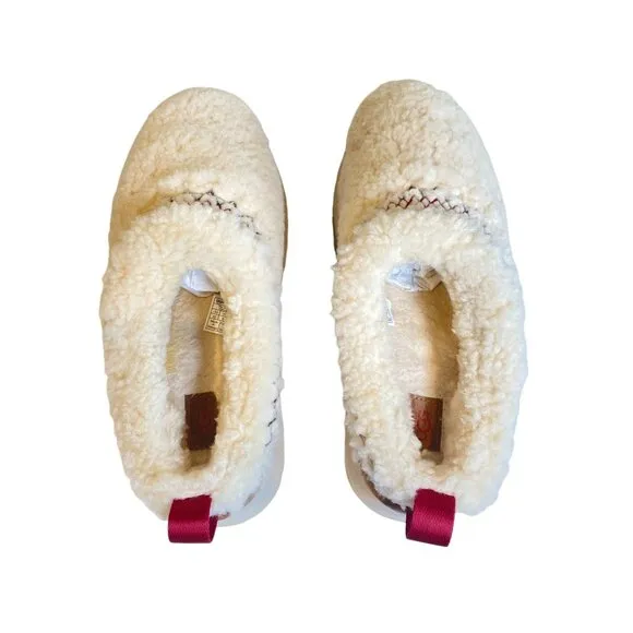 UGG Tazz Braid Heritage Braid Natural Shearling Slippers Women's 10 Worn Once!