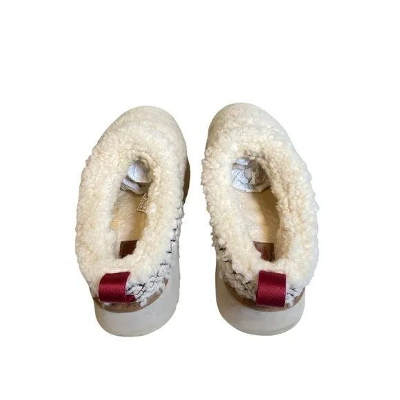UGG Tazz Braid Heritage Braid Natural Shearling Slippers Women's 10 Worn Once!