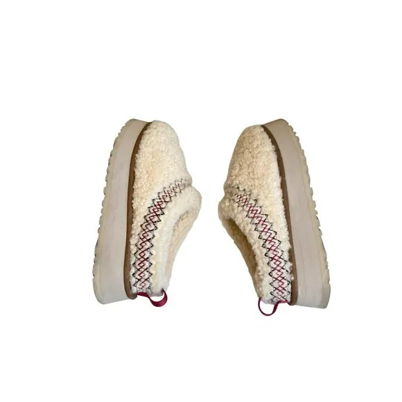 UGG Tazz Braid Heritage Braid Natural Shearling Slippers Women's 10 Worn Once!