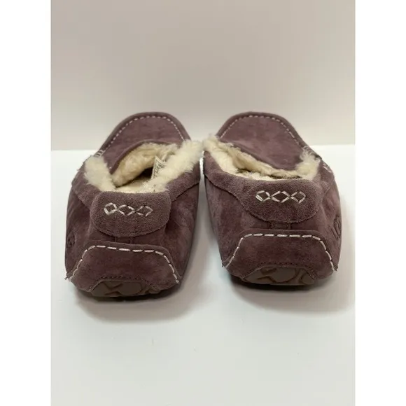 UGG, Women's Ansley Suede Moccasin Slippers/Shoes, Purple, Size 9