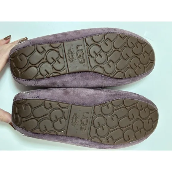 UGG, Women's Ansley Suede Moccasin Slippers/Shoes, Purple, Size 9