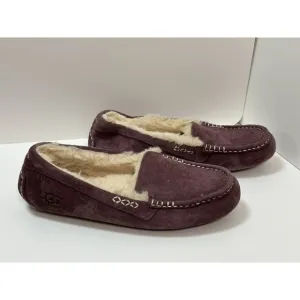 UGG, Women's Ansley Suede Moccasin Slippers/Shoes, Purple, Size 9