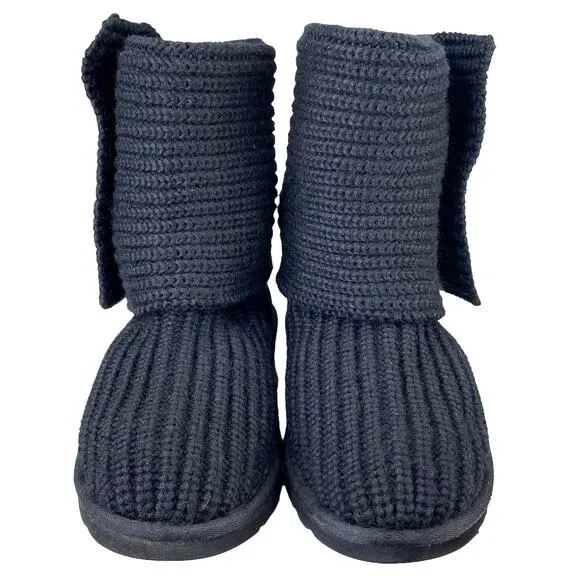UGG Women’s Black Knit Cardy Pull On Winter Boot Size US 6