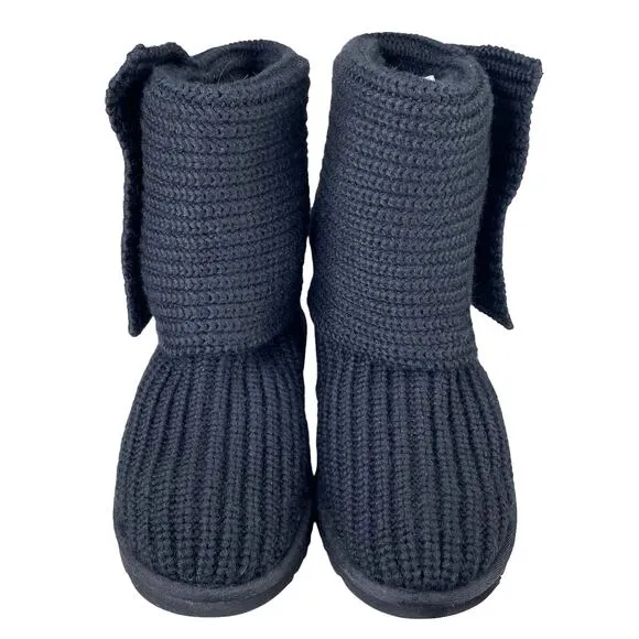 UGG Women’s Black Knit Cardy Pull On Winter Boot Size US 6