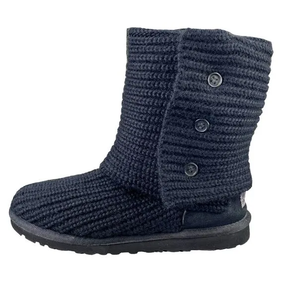 UGG Women’s Black Knit Cardy Pull On Winter Boot Size US 6