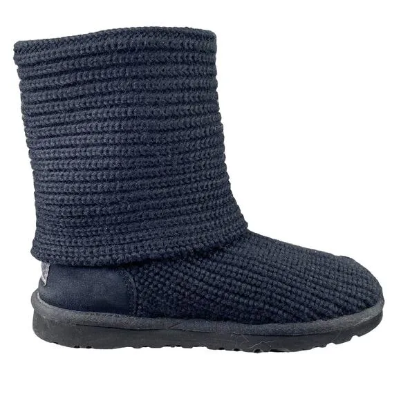 UGG Women’s Black Knit Cardy Pull On Winter Boot Size US 6