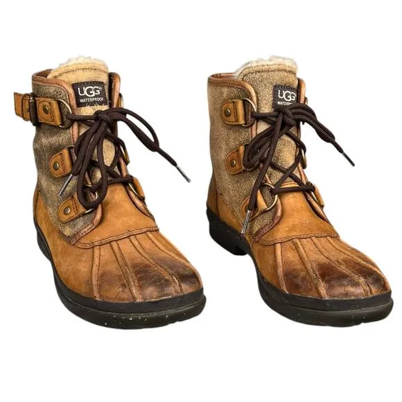 Ugg Women's Cecile Brown Waterproof Ankle Boots Size US 7