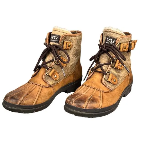 Ugg Women's Cecile Brown Waterproof Ankle Boots Size US 7