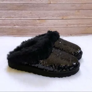 UGG Women’s Cluggette Sequin Black Slippers