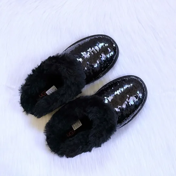 UGG Women’s Cluggette Sequin Black Slippers