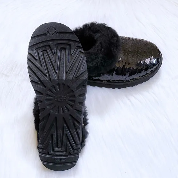 UGG Women’s Cluggette Sequin Black Slippers