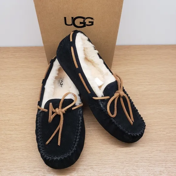 UGG Womens Dakota Moccasin Black Indoor Outdoor Slippers