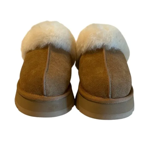 Ugg Women's Disquette Sheepskin Slipper Sand Suede Clog Mule Size 7