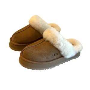 Ugg Women's Disquette Sheepskin Slipper Sand Suede Clog Mule Size 7