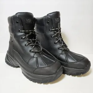 UGG Yose Waterproof Leather Winter Snow Rain Boots Black Womens Size 6 / EU 37