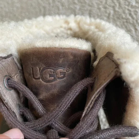 UGG Zea Leather Uptown Wedge Waterproof Boots Stout US 6 Style 1008018