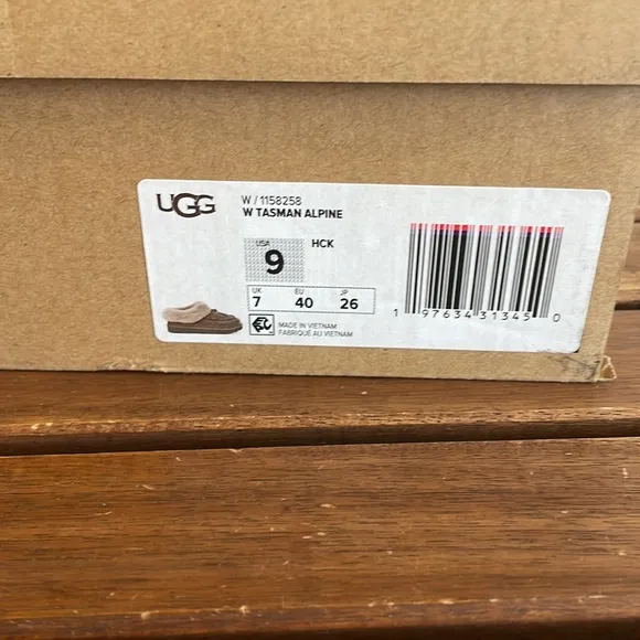 UGG Tasman Alpine Slippers Hickory USA Women Size 9/UK 7/EU 40