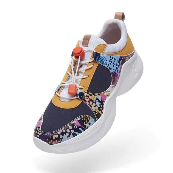 UIN Women's Chunky Fashion Sneakers Walking Casual Shoes (Dye-Isabel Palma)133