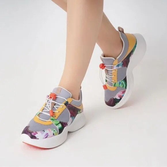 UIN Women's Chunky Fashion Sneakers Walking Casual Shoes (Dye-Isabel Palma)133