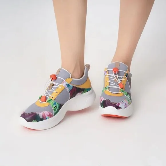 UIN Women's Chunky Fashion Sneakers Walking Casual Shoes (Dye-Isabel Palma)133