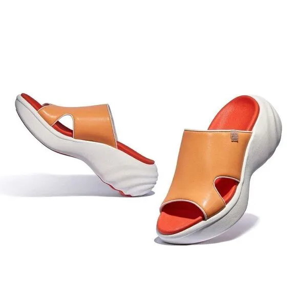 UIN Women's Summer Chunky Platform Slide Shoes (Mock Orange Sitges III)