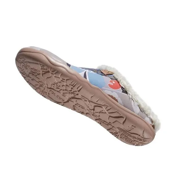 UIN Women's Mules Comfort Travel Shoes Wide Toe Casual Slippers(Clematis Malaga)