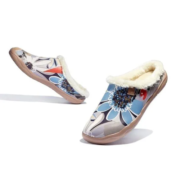 UIN Women's Mules Comfort Travel Shoes Wide Toe Casual Slippers(Clematis Malaga)