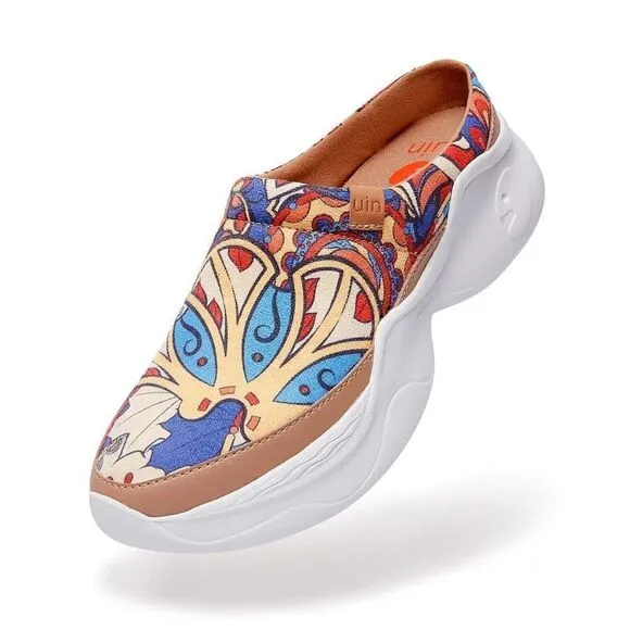 UIN Women's Mules Comfort Chunky Shoes Casual Slippers (Summer-Alizarin)