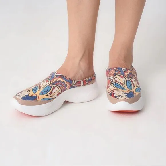 UIN Women's Mules Comfort Chunky Shoes Casual Slippers (Summer-Alizarin)