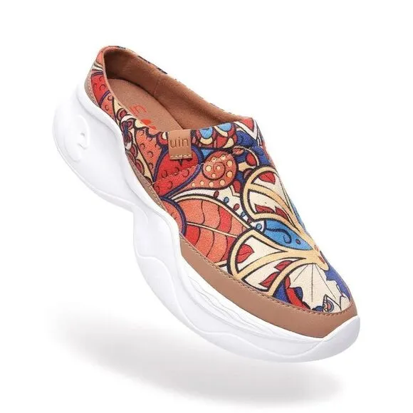 UIN Women's Mules Comfort Chunky Shoes Casual Slippers (Summer-Alizarin)