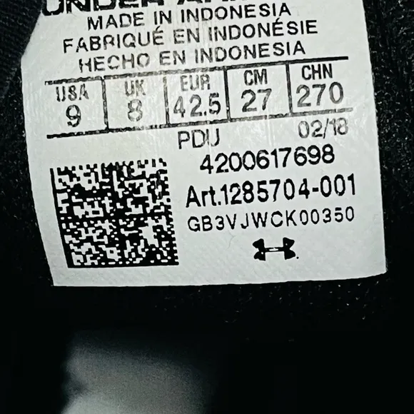 Under Armour Charged Core Training Shoes Athletic Workout Black Size 9