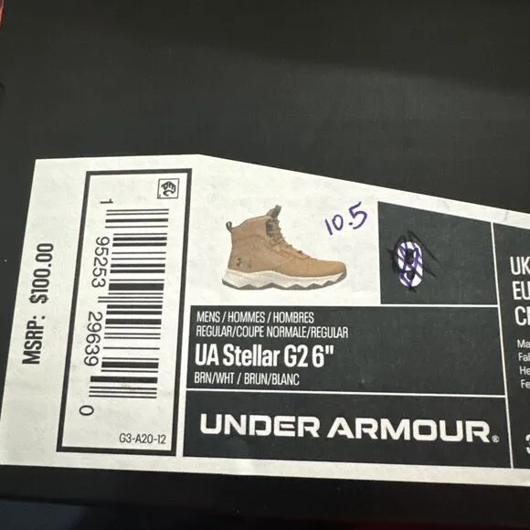 Under Armour Stellar G2 6&quot; Tactical Combat Boot Sz 10.5 Wheat 3025578 200 UA