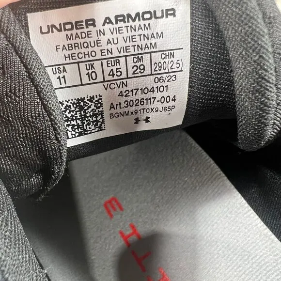 Under Armour Velociti 3 Mens 11 Shoes‎ Black Running 3026117-004 Sneaker Gym