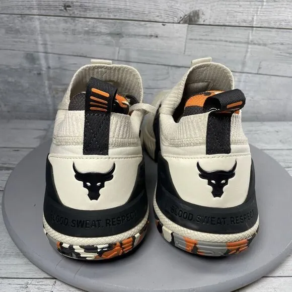 Under Armour Project Rock 4 Men’s Sz 11.5 Marble Orange gym HOVR Training Shoes