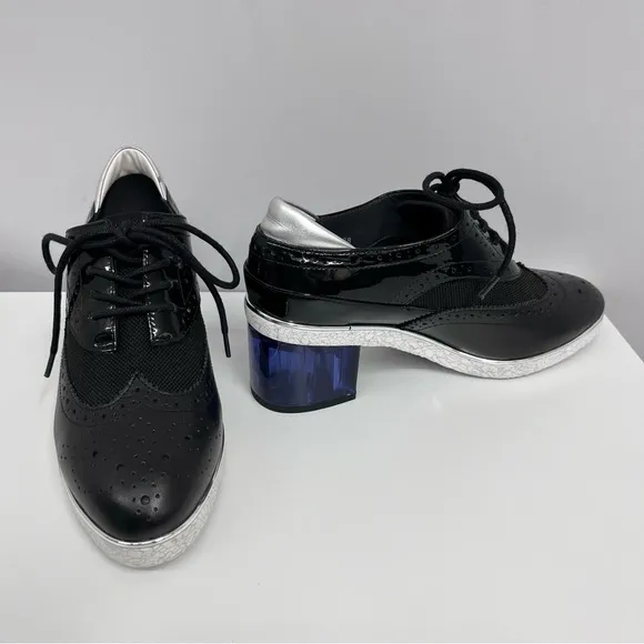 United Nude Leather Shoes NIB‎ $335 Brogue Black Silver Purple Size 38