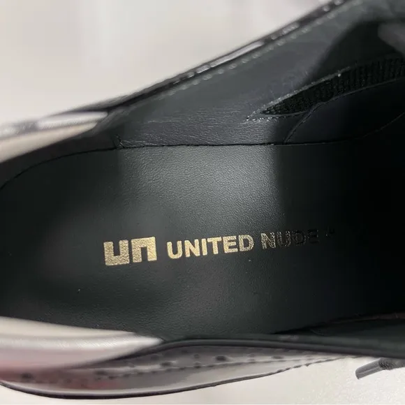United Nude Leather Shoes NIB‎ $335 Brogue Black Silver Purple Size 38