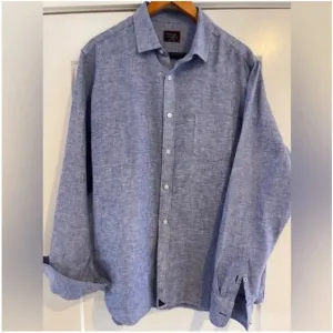 UNTUCKit Wrinkle-Resistant Linen Vin Santo Shirt Navy XL Slim Fit