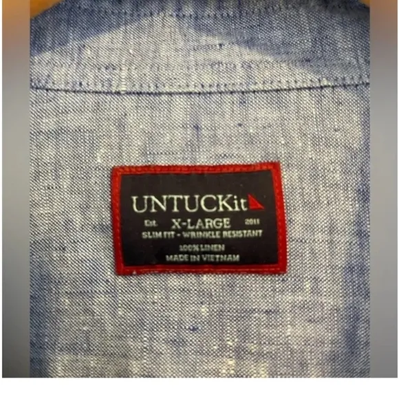 UNTUCKit Wrinkle-Resistant Linen Vin Santo Shirt Navy XL Slim Fit