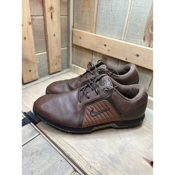 US12 Nike Zoom Trophy Golf Shoes Brown Leather Mens Sneakers 379228-272