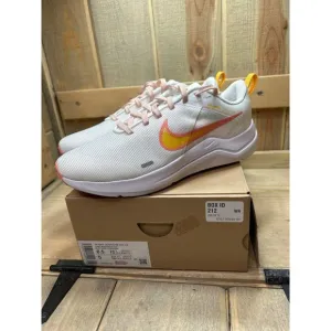 US6.5 NEW NIB Women's Nike Downshifter 12 Running Shoes White/Orange DD9294-101