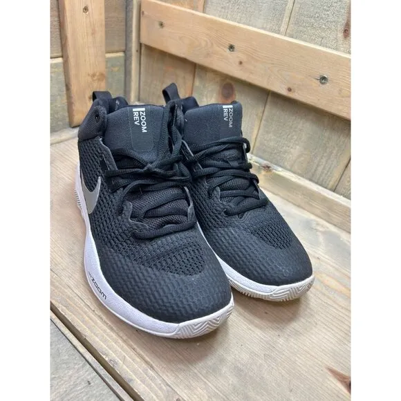 US6.5 NIKE Zoom Rev Mens Black White Basketball Shoes 922048-001