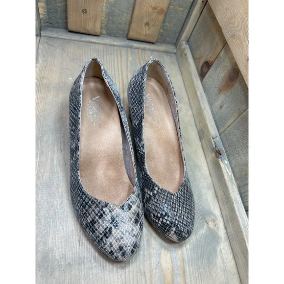 US6.5 Vionic Antonia wedge Orthaheel shoes Pumps Slip On Snakeskin Leather