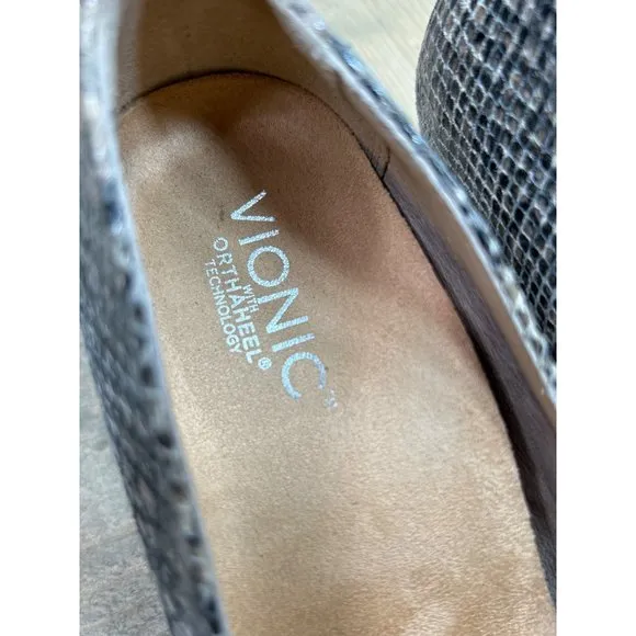 US6.5 Vionic Antonia wedge Orthaheel shoes Pumps Slip On Snakeskin Leather
