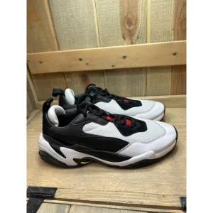 US7.5 NWOB Puma Thunder Spectra Mens Leather White Black &amp; Red Athletic Shoes