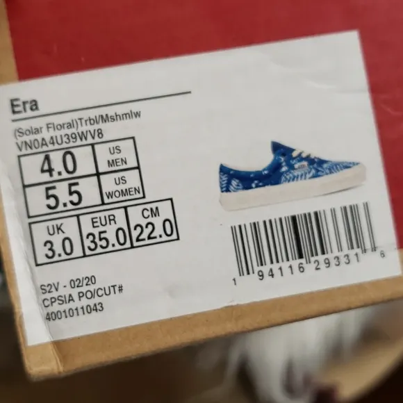 Vans Blue  solar floral sneaker skate shoes